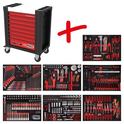 Produktbild von KSTOOLS® - Performanceplus Werkstattwagen-Satz P10 mit 397 Werkzeugen für 7 Sch