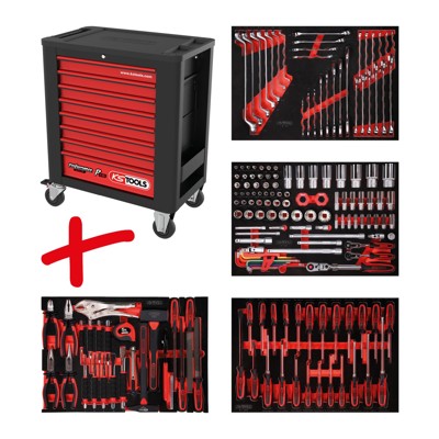 Produktbild von KSTOOLS® - Performanceplus Werkstattwagen-Satz P15 mit 180 Werkzeugen für 4 Sch