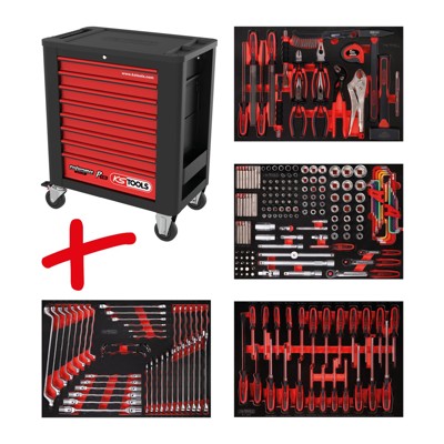 Produktbild von KSTOOLS® - Performanceplus Werkstattwagen-Satz P15 mit 241 Werkzeugen für 4 Sch