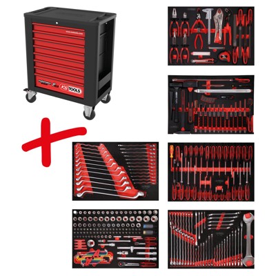 Produktbild von KSTOOLS® - Performanceplus Werkstattwagen-Satz P15 mit 284 Werkzeugen für 6 Sch