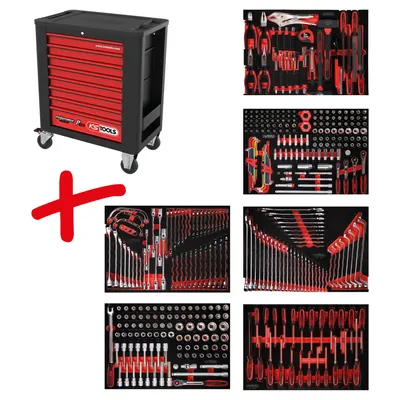 Produktbild von KSTOOLS® - Performanceplus Werkstattwagen-Satz P15 mit 399 Werkzeugen für 6 Sch
