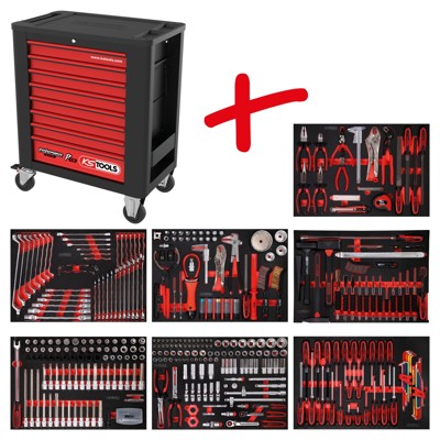 Produktbild von KSTOOLS® - Performanceplus Werkstattwagen-Satz P15 mit 397 Werkzeugen für 7 Sch
