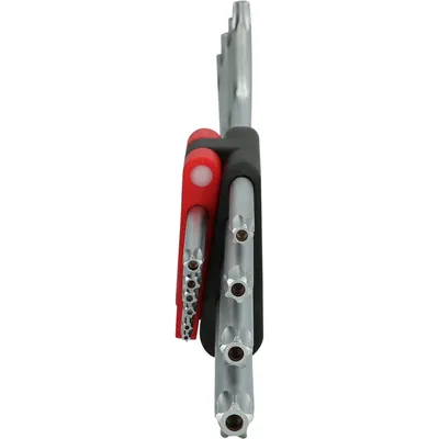 Produktbild von KSTOOLS® - Fünfstern-Winkelstiftschlüssel-Satz, Bohrung, lang, 10-teilig