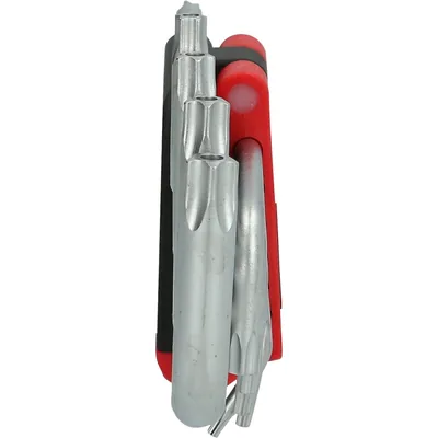 Produktbild von KSTOOLS® - Fünfstern-Winkelstiftschlüssel-Satz, Bohrung, lang, 10-teilig