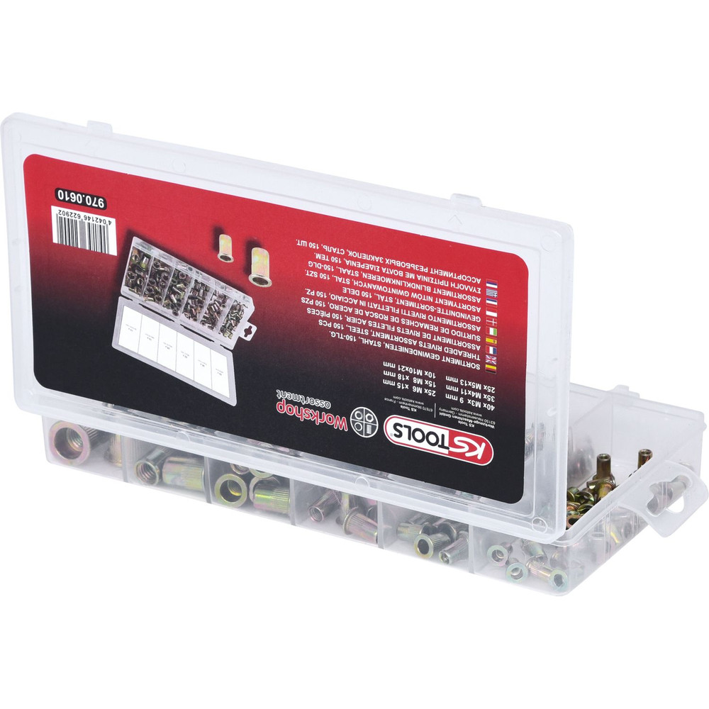 KSTOOLS Sortiment Gewindenieten, Stahl, M3 x 9mm - M10 x 21mm, 150-teilig Produktbild img4 L