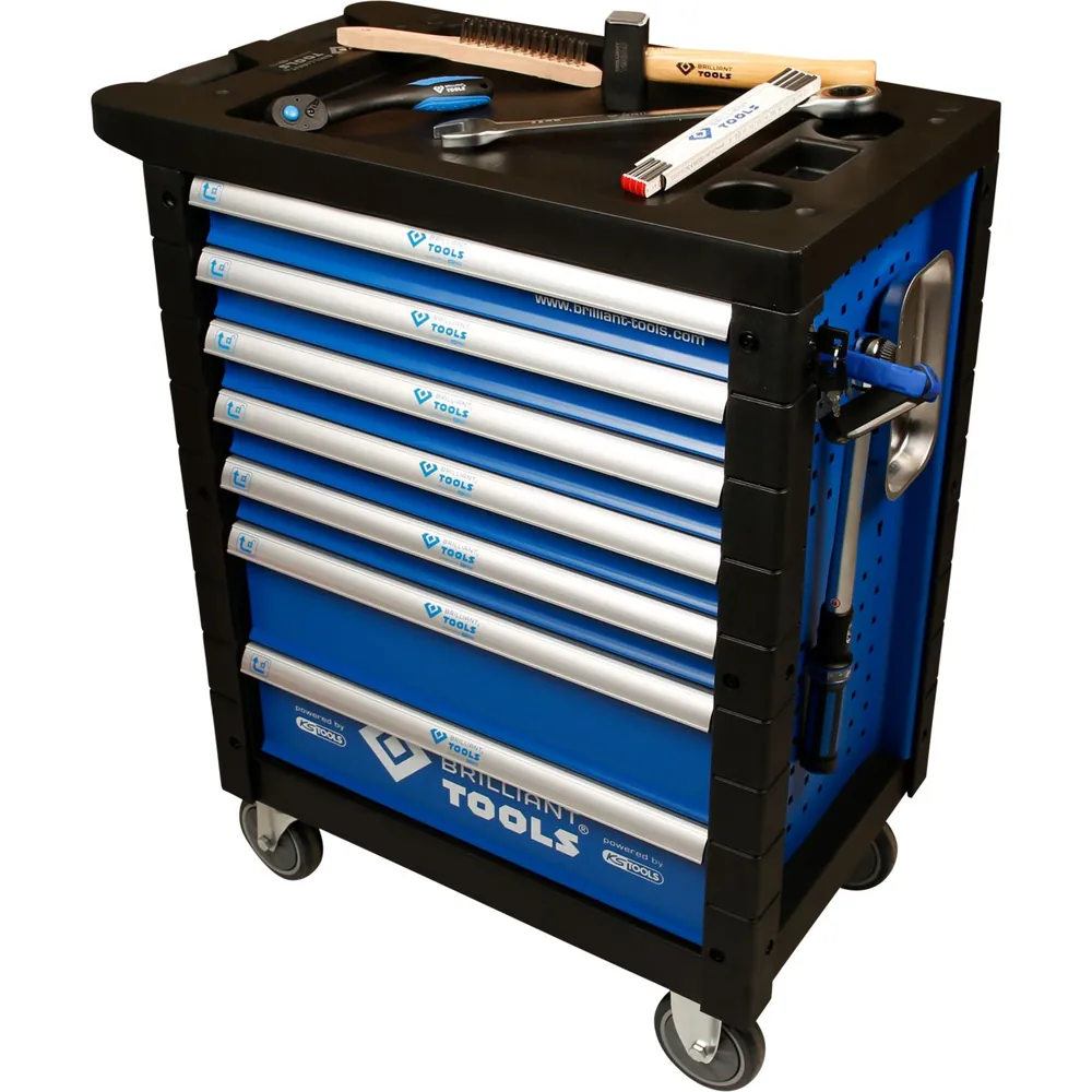 Brilliant Tools BLAU/SILBER Werkstattwagen mit 7 Schubladen und 207 Premium-Werkzeugen Produktbild img13 L