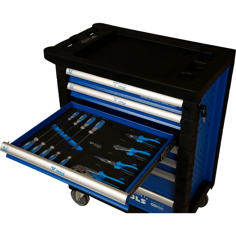 Brilliant Tools BLAU/SILBER Werkstattwagen mit 7 Schubladen und 207 Premium-Werkzeugen Produktbild img15 L