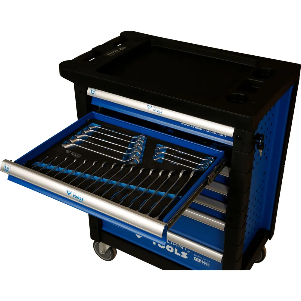 Brilliant Tools BLAU/SILBER Werkstattwagen mit 7 Schubladen und 207 Premium-Werkzeugen Produktbild img16 L