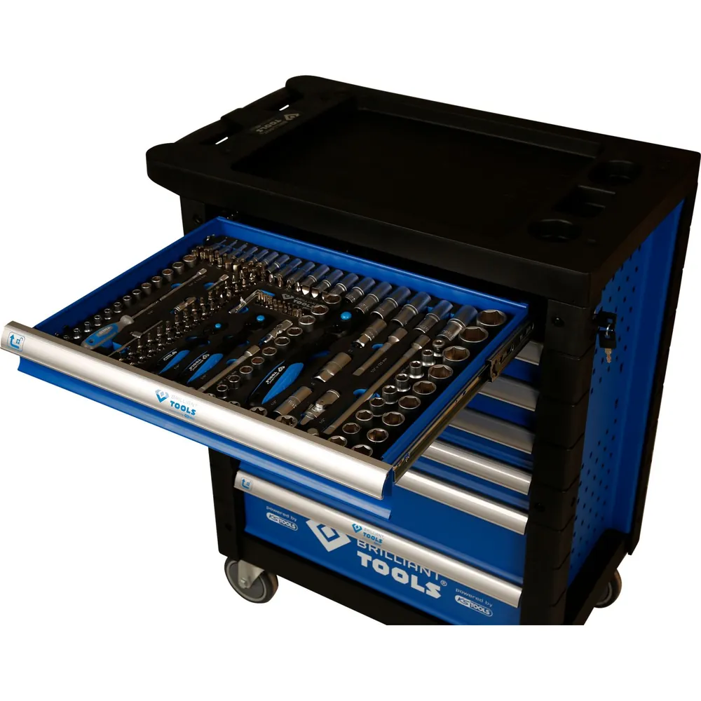Brilliant Tools BLAU/SILBER Werkstattwagen mit 7 Schubladen und 207 Premium-Werkzeugen Produktbild img17 L