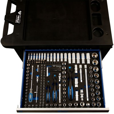Produktbild von Brilliant Tools - BLAU/SILBER Werkstattwagen mit 7 Schubladen und 207 Premium-W