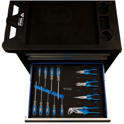 Produktbild von Brilliant Tools - BLAU/SILBER Werkstattwagen mit 7 Schubladen und 207 Premium-W