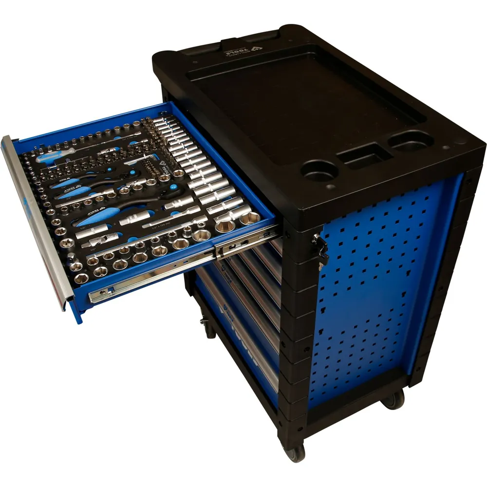 Brilliant Tools BLAU/SILBER Werkstattwagen mit 7 Schubladen und 207 Premium-Werkzeugen Produktbild img11 L