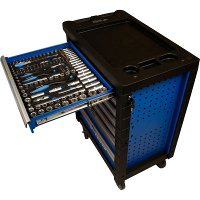 Produktbild von Brilliant Tools - BLAU/SILBER Werkstattwagen mit 7 Schubladen und 207 Premium-W
