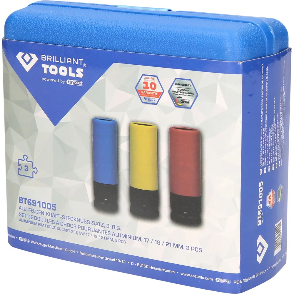 Brilliant Tools 1/2" Alu-Felgen-Kraft-Stecknuss-Satz, 17 / 19 / 21mm, 3-teilig Produktbild img9 L