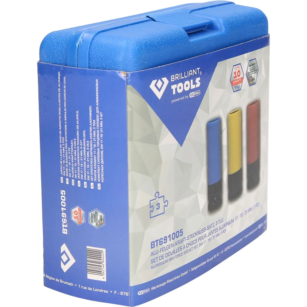 Brilliant Tools 1/2" Alu-Felgen-Kraft-Stecknuss-Satz, 17 / 19 / 21mm, 3-teilig Produktbild img10 L