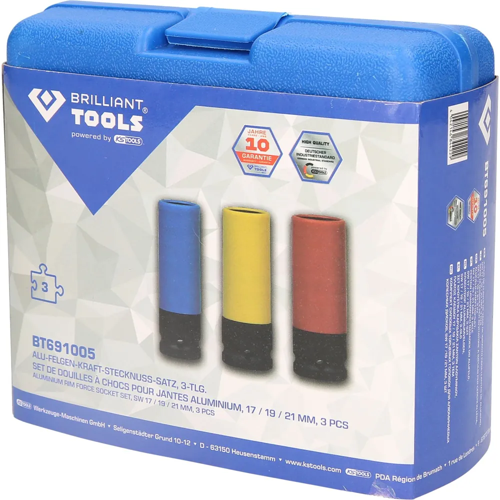 Brilliant Tools 1/2" Alu-Felgen-Kraft-Stecknuss-Satz, 17 / 19 / 21mm, 3-teilig Produktbild img7 L