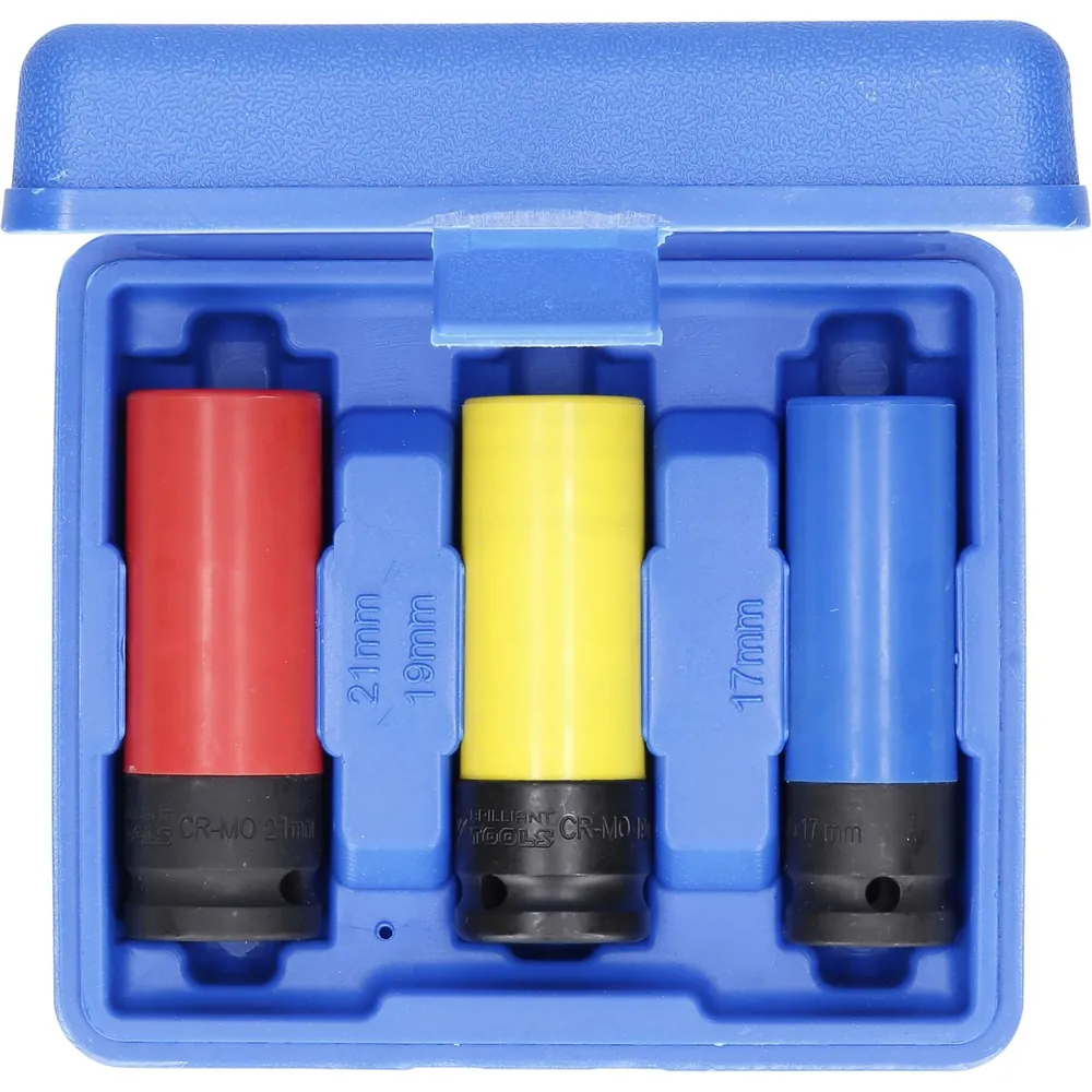 Brilliant Tools 1/2" Alu-Felgen-Kraft-Stecknuss-Satz, 17 / 19 / 21mm, 3-teilig Produktbild img2 L