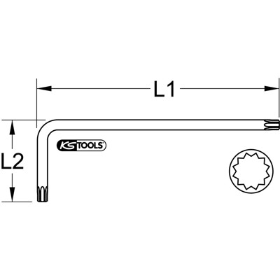Produktbild von KSTOOLS® - Vielzahn (XZN®)-Winkelstiftschlüssel, XL, M18
