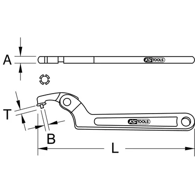 Produktbild von KSTOOLS® - Gelenk-Hakenschlüssel mit Zapfen, 114-158mm