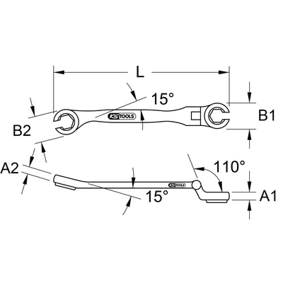 Produktbild von KSTOOLS® - CHROMEplus Offener Doppel-Ringschlüssel mit Gelenk, 11mm