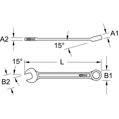 Produktbild von KSTOOLS® - CHROMEplus Ringmaulschlüssel, abgewinkelt, 10mm