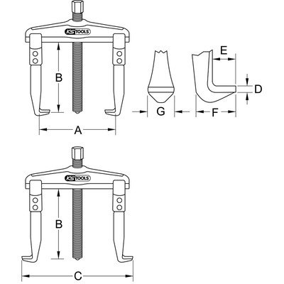 Produktbild von KSTOOLS® - Hydraulischer Universal-Abzieher 2-armig, 80-250x425mm