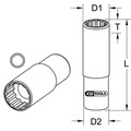 Produktbild von KSTOOLS® - 1/4" CHROMEplus 12-kant-Stecknuss, lang, 14mm