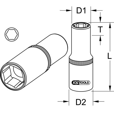Produktbild von KSTOOLS® - 3/8" CHROMEplus Sechskant-Stecknuss, lang, 7mm