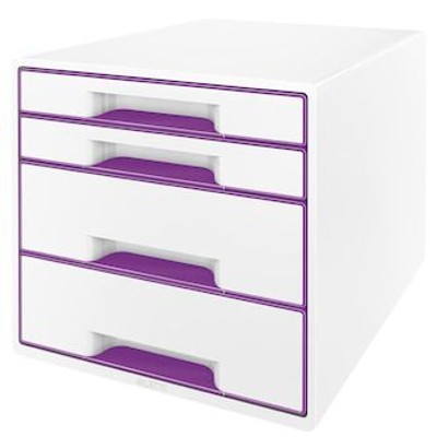 Produktbild von LEITZ® - Schubladenbox WOW Cube, 363x287x270mm, perlweiß-violett, 52132062, 4 S