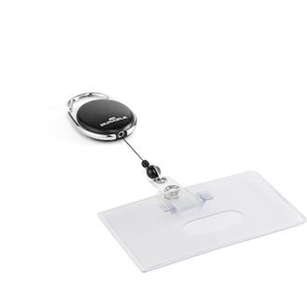 DURABLE Ausweishülle STYLE, 54x87mm, schwarz/silber, 890701, Jojo mit Karabiner Produktbild img2 L