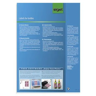 Produktbild von sigel® - Flaschenetikett, 80x120mm,Pck=20 Stück, DE160, glänzend
