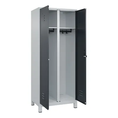 Produktbild von C+P - Schwarz-Weiß-Spind Classic PLUS, Füße, 2 Abteile, 1950x800x500mm, 7035/70