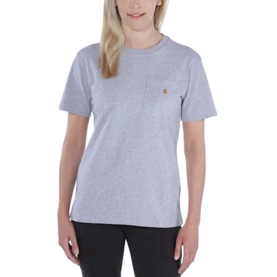 Produktbild von carhartt® - Damen T-Shirt WORKW POCKET S/S T-SHIRT, heather grey, Größe XS