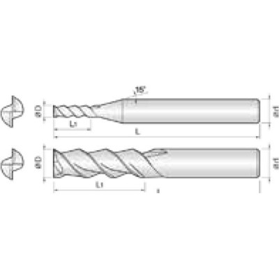 Produktbild von COGO Tools - Schaftfräser für Aluminium Helix 45° 5mm 2AHE050150S06