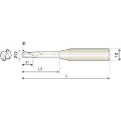 Produktbild von COGO Tools - VHM Kugelfräser Helix 30° TISIN Beschichtung R0,5 X 1mm 2BRB010160