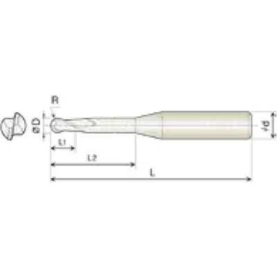 Produktbild von COGO Tools - VHM Kugelfräser Helix 30° TISIN Beschichtung R0,5 X 1mm 2BRB010160