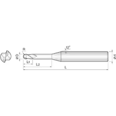 Produktbild von COGO Tools - VHM Kugelfräser CBN High Speed Helix 30° Beschichtung 3X1,5Rmm 2CR