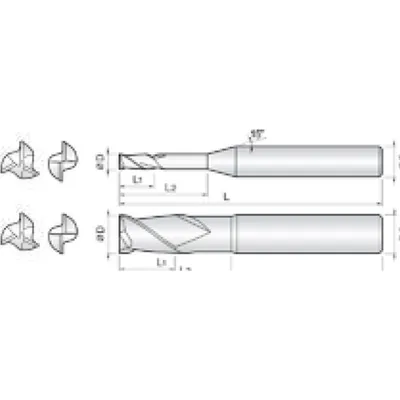 Produktbild von COGO Tools - Schaftfräser Diamant beschichtet Helix 30° 1mm 2DLM010200S04