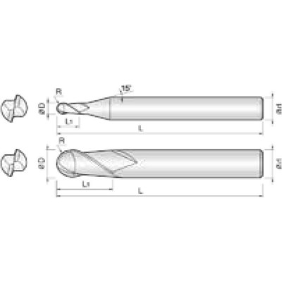 Produktbild von COGO Tools - VHM Kugelfräser für generelle Anwendung Helix 35° AICrN 10RX20mm 2