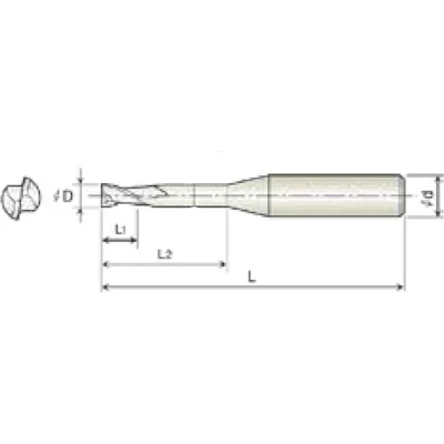 Produktbild von COGO Tools - VHM Schaftfräser scharfkant Helix 30° TISIN Beschichtung 0,4mm 2KR