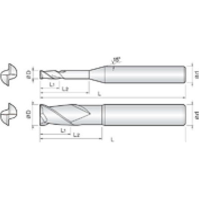 Produktbild von COGO Tools - VHM Schaftfräser G-TAC beschichtet Helix 30° 0,3mm 2LRE003010S04