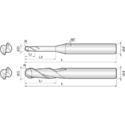 Produktbild von COGO Tools - VHM Kugelfräser Mikro Lang Helix 30° 0,2RX0,4mm 2NLB004030S03