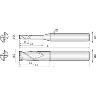 Produktbild von COGO Tools - VHM Schaftfräser High Speed Helix 30° TISIN 8mm 2SRE080300S08