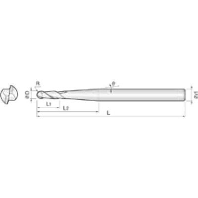 Produktbild von COGO Tools - VHM Vollradiusfräser High Speed Helix 30° TISIN 0,15RX0,3mm 2TBE00
