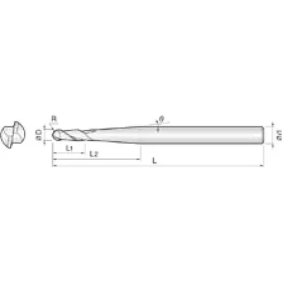 Produktbild von COGO Tools - VHM Vollradiusfräser High Speed Helix 30° TISIN 0,4RX0,8mm 2TBE008