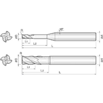 Produktbild von COGO Tools - VHM ER Fräser High Speed Helix 15° TISIN Beschichtung 10XR0,5mm 4S