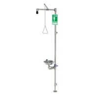 Produktbild von DENIOS - Körper- und Augendusche G 1991, aus Edelstahl, mit Edelstahlbecken für