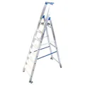 Produktbild von KRAUSE® - Stufenstehleiter aus Aluminium, mit Fahrrollen und 2 Sicherheitsgurte
