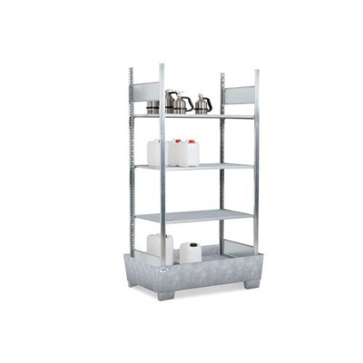 Produktbild von NOBRAND - Gefahrstoff-Kleingebinderegal, 4 Gitterrosten, verzinkte Auffangwanne