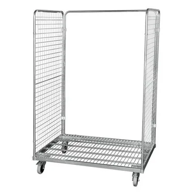 Produktbild von NOBRAND - Stahlrollbehälter, 2 Drahtgitterwände, 800 x 1200 x 1820 mm, Feststel